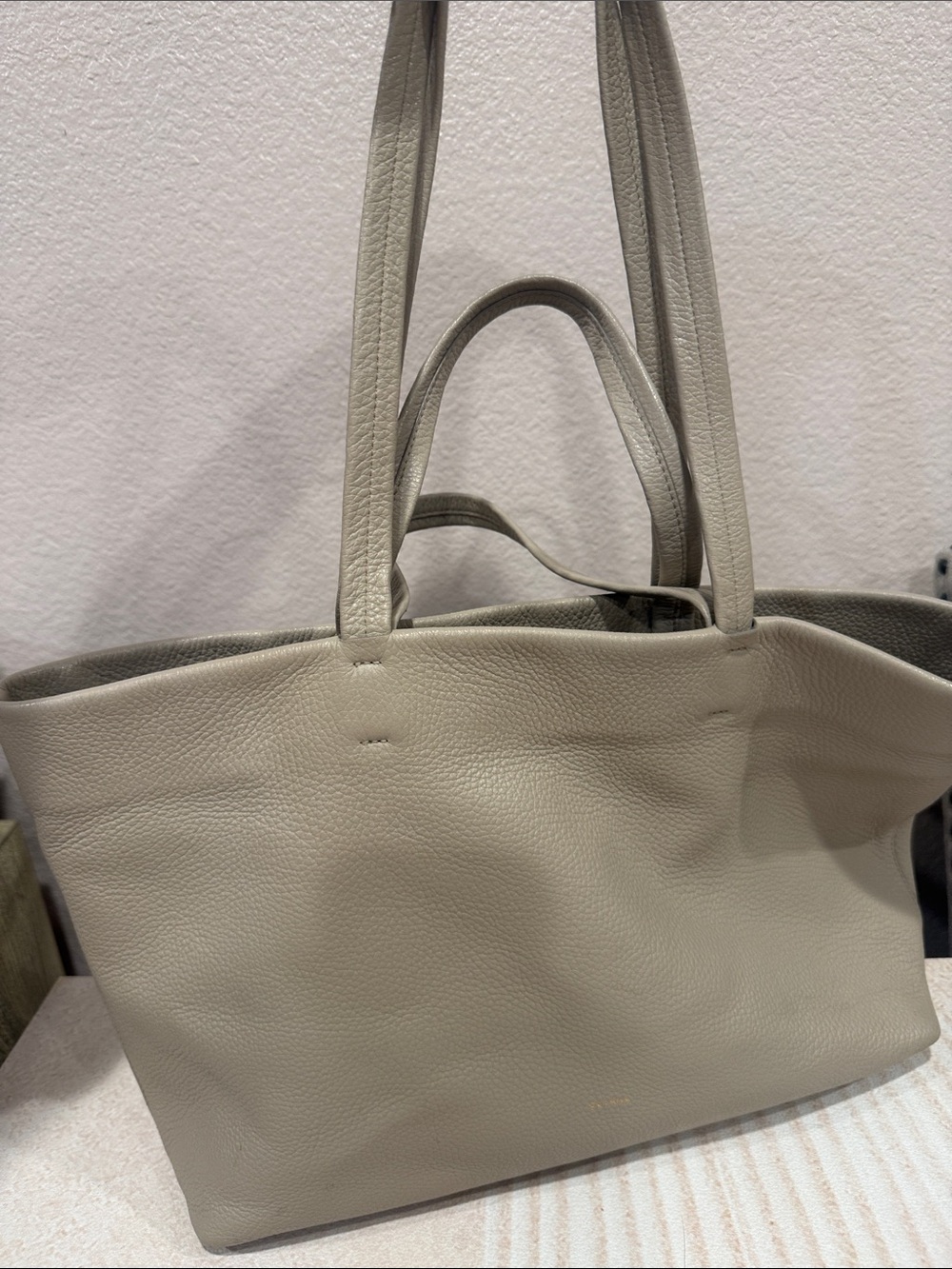 Cuyana Cream Leather Tote Bag